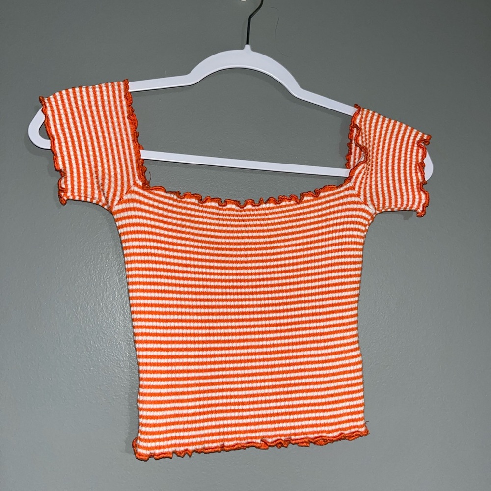 Windsor Orange and White Striped Crop Top